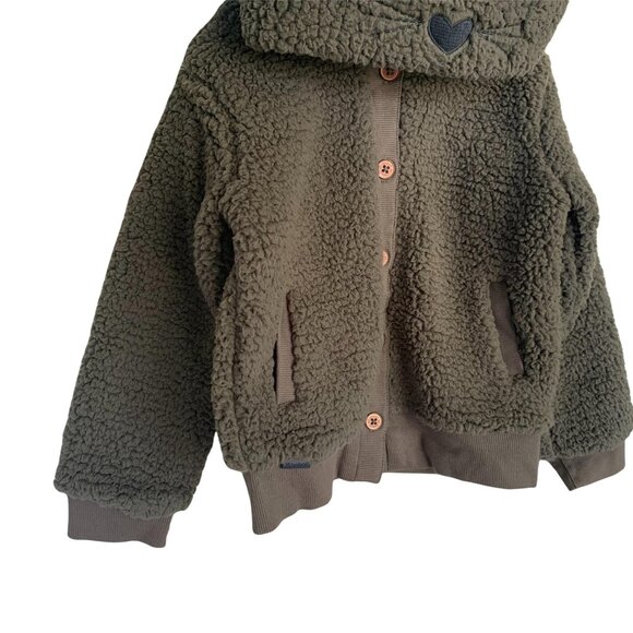 NWT Boboli Olive Green Cat Ear Sherpa Cardigan 4 - Picture 3 of 7
